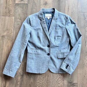 J. Crew Schoolboy Blazer Chambray Blue 100% Cotton Size 2 Classic Jacket